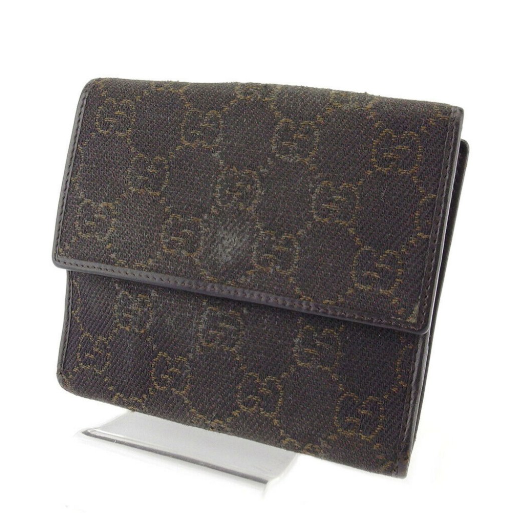 Authentic Gucci W Hook Purse Gg Canvas Beige Canvas ~ Leather Used